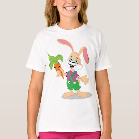 Paashaas met wortel meisjes T-shirt (Voorkant)