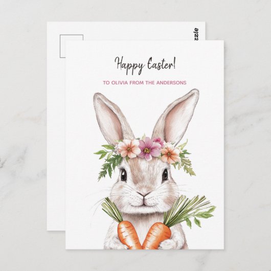 paashaas met wortelen briefkaart (Voorkant / Achterkant)