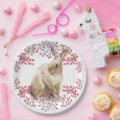 Paashaas Moderne bloemen Papieren Bordje (Feest)