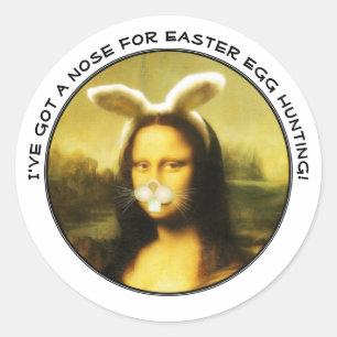 Paashaas Mona Lisa Ronde Sticker