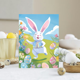 Paashaas   Mooie Paas Pastel Kleur Wilde Bloem Feestdagen Kaart