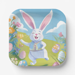 Paashaas   Mooie Paas Pastel Kleur Wilde Bloem Papieren Bordje