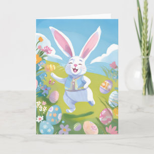 Paashaas Mooie Paas Pastel Wilde Bloem Feestdagen Kaart