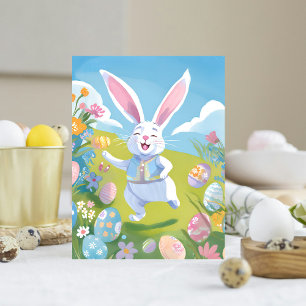 Paashaas   Mooie Paas Pastel Wilde Bloem Feestdagenkaart