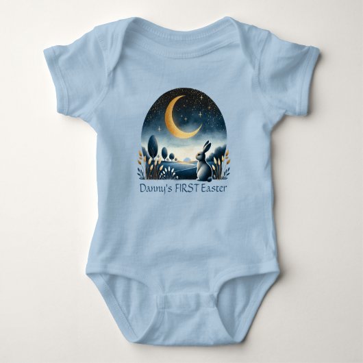 Paashaas Nightsky Moon Blue Romper (Voorkant)