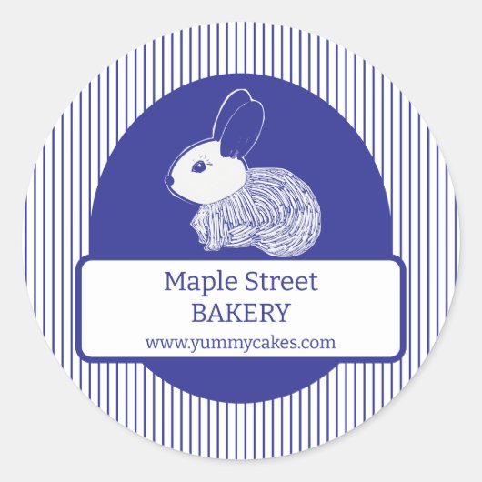 Paashaas op Blue Stripes Business Label (Voorkant)