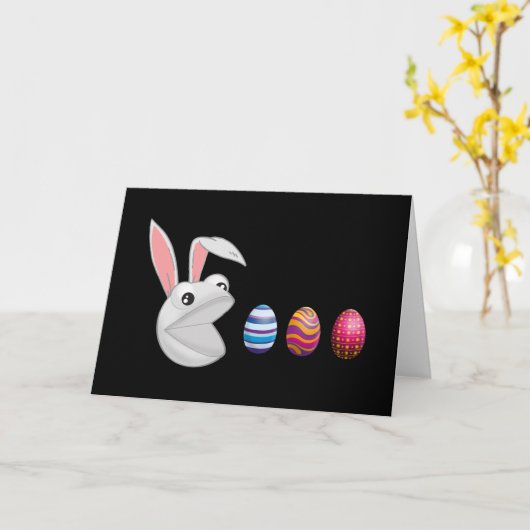 Paashaas op eierjacht kaart (Gele Bloem)