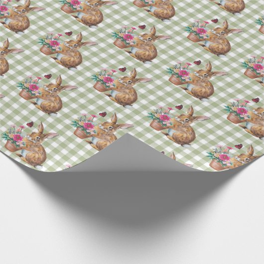 Paashaas op Gingham Cadeaupapier (Hoek)