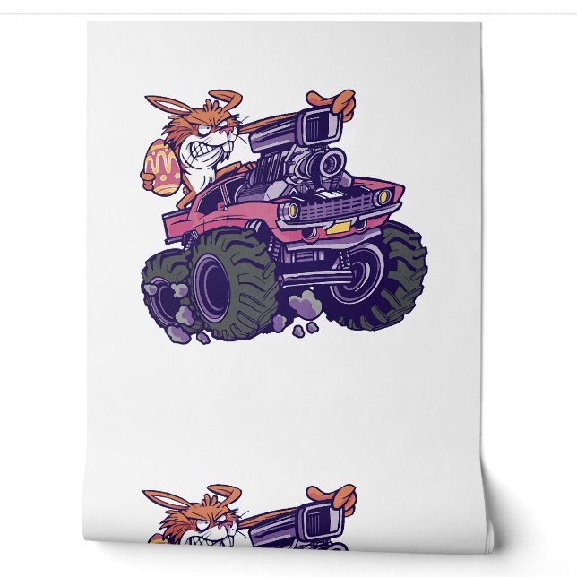 paashaas op monstertruck behang (Afrollen)