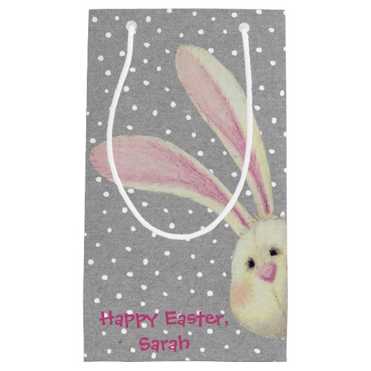 Paashaas op Polka Dots Kleine Gift Bag Klein Cadeauzakje (Voorkant)