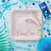 Paashaas op roze papieren bordje (Feest)