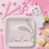 Paashaas op roze papieren bordje (Feest)