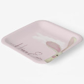 Paashaas op roze papieren bordje (Gebogen)