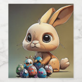 Paashaas op wijnglas wijn etiket (Enkel label)