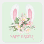 Paashaas oren en paaslelies vierkante sticker (Voorkant)