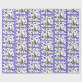 Paashaas paarse bloemen Waterverf Cadeaupapier (Vlak)