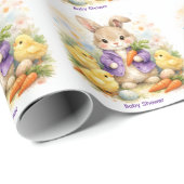 Paashaas Paarse Jas Baby Shower Cadeaupapier (Rol Hoek)