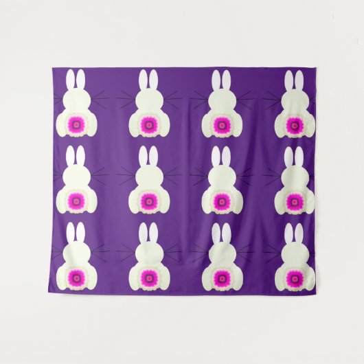 Paashaas Paarse wandtapijt Wandkleed (Voorkant (horizontaal))