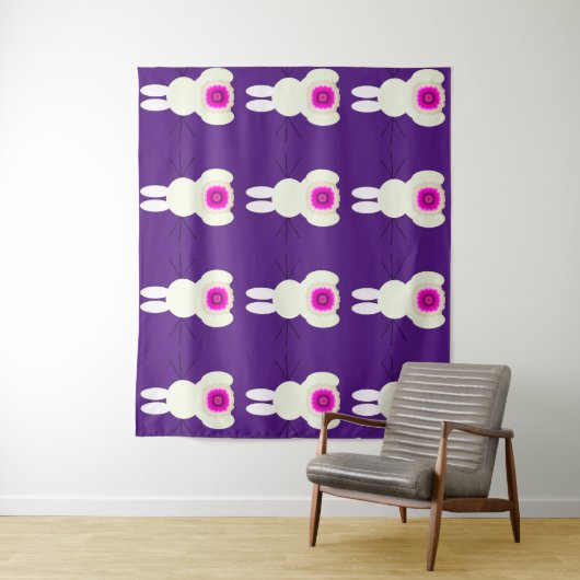 Paashaas Paarse wandtapijt Wandkleed (In situ)