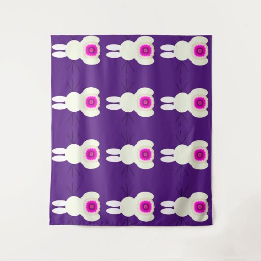 Paashaas Paarse wandtapijt Wandkleed (Voorkant)