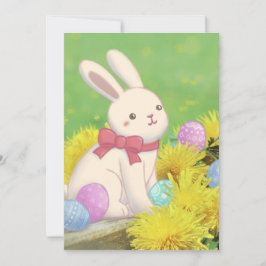 Paashaas, Pasen Eieren & Bloemen Illustratie Kaart