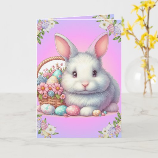 Paashaas  pastel kaart (Gele Bloem)