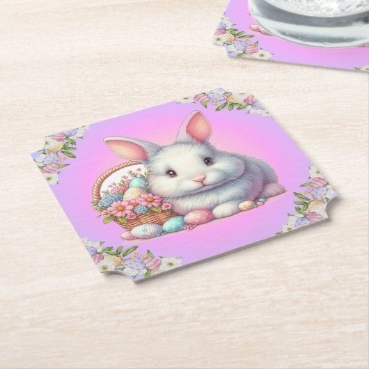 Paashaas  pastel kartonnen onderzetters (Gekanteld)