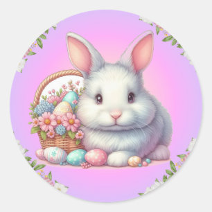 Paashaas pastel ronde sticker