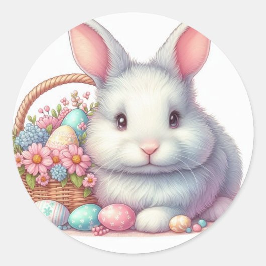  paashaas pastel ronde sticker (Voorkant)