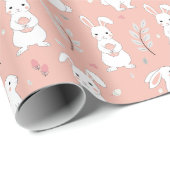 Paashaas Pastel Roze Inpakpapier (Rol Hoek)