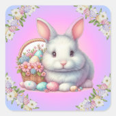 Paashaas pastel vierkante sticker (Voorkant)
