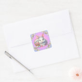 Paashaas  pastel vierkante sticker (Envelop)