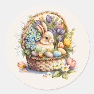  paashaas pastelbloemen ronde sticker
