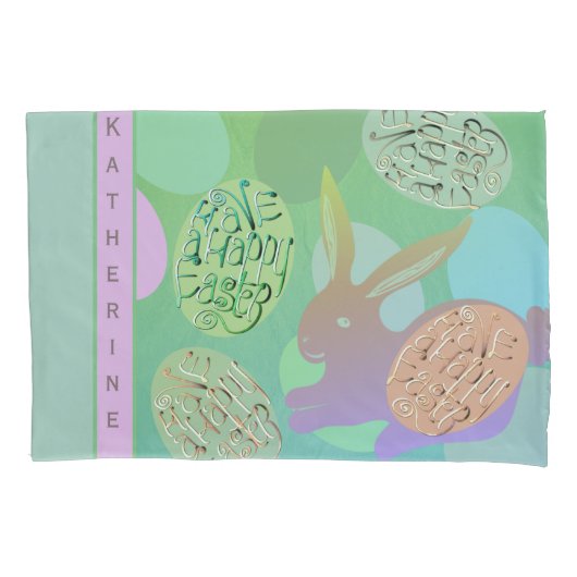 Paashaas pasteleieren Kussensloop (Voorkant-Links)