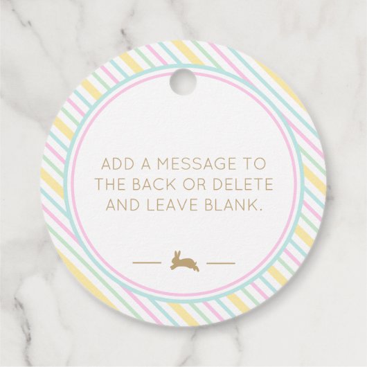 Paashaas pastelstreep bedankjes labels (Achterkant)