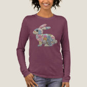 Paashaas Patchwork Nepborduurwerk Tri-Blend Shirt (Voorkant)
