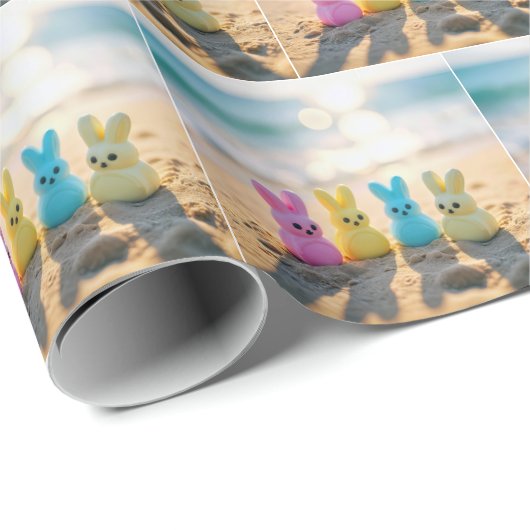 Paashaas Peeps op het strand Cadeaupapier (Rol Hoek)