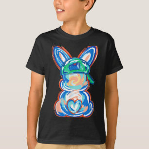 Paashaas penseelstreek gelukkig pasen vrouwen jong t-shirt