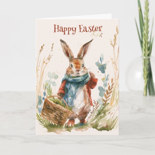  paashaas picknick genot feestdagen kaart (Voorkant)