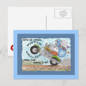 Paashaas Poppin' Wheelies Feestdagenkaart (Voorkant / Achterkant)