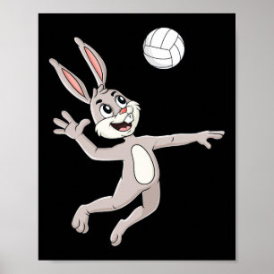paashaas raken van een volleybal leuk jongens meis poster