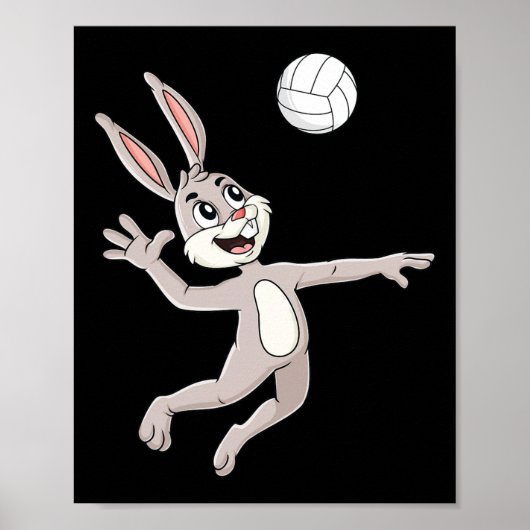 paashaas raken van een volleybal leuk jongens meis poster (Voorkant)