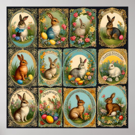  paashaas, retro paashaas, paaskonijntjes poster