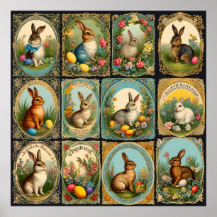  paashaas, retro paashaas, paaskonijntjes poster