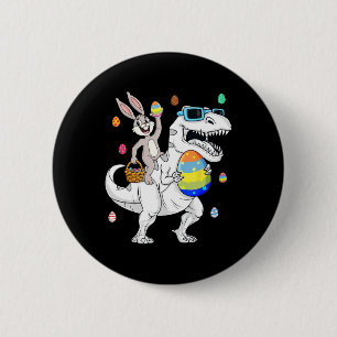 Paashaas rijdt op T Rex dinosaurus leuk eieren jon Ronde Button 5,7 Cm