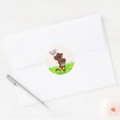 Paashaas Rood Glad Haired Dachshund Ronde Sticker (Envelop)