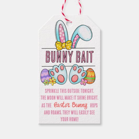 Paashaas roze cadeaulabel (Voorkant)