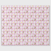 Paashaas Roze Gingham Inpakpapier (Vlak)