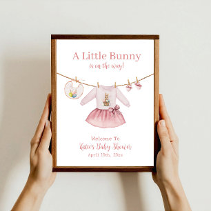 Paashaas Roze Jurk Meisje Baby shower Welkom Poster