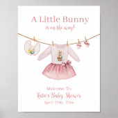 Paashaas Roze Jurk Meisje Baby shower Welkom Poster (Voorkant)